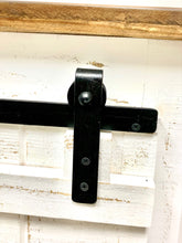 Load image into Gallery viewer, 80&quot; Promo Barn Door TV Stand Distressed White w/ Tobacco Top
